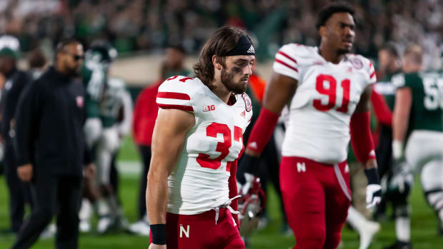 Phalen Sanford after Michigan State game 2021 USATSI_16830178